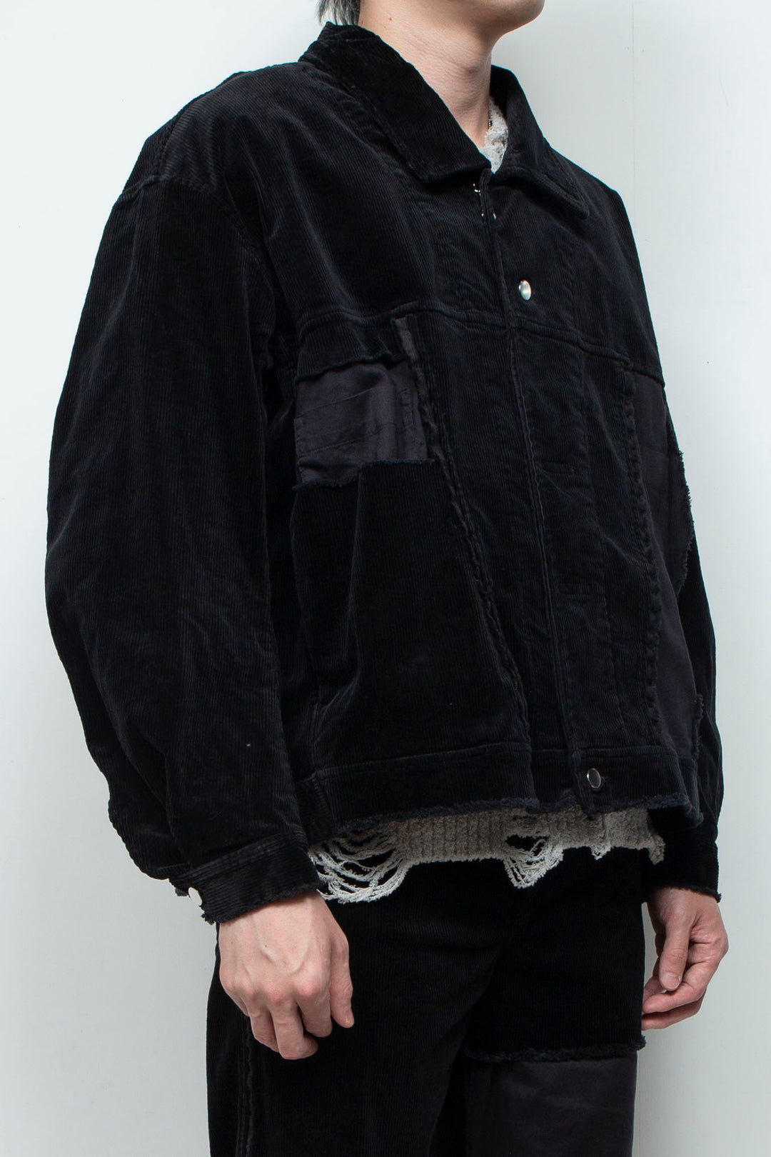 Velour Jersey Sleeve Easy Shirt BLACK