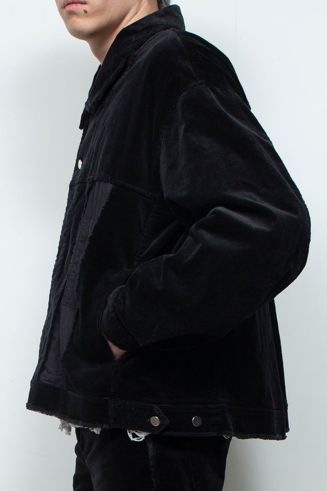 Velour Jersey Sleeve Easy Shirt BLACK