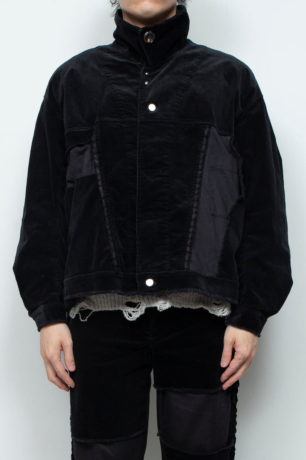 Velour Jersey Sleeve Easy Shirt BLACK