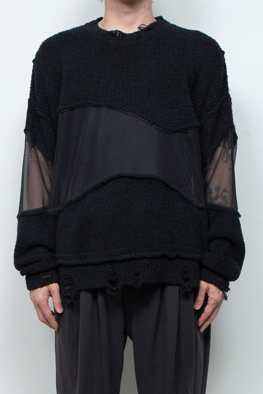 Docking Reverse Crushed Sweater BLACK