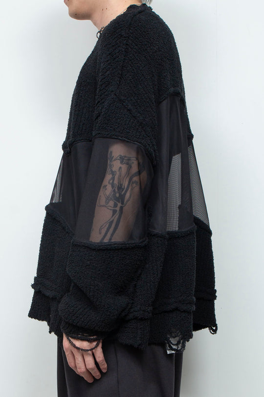 Docking Reverse Crushed Sweater BLACK