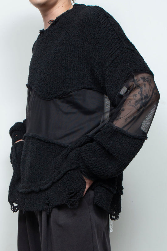 Docking Reverse Crushed Sweater BLACK
