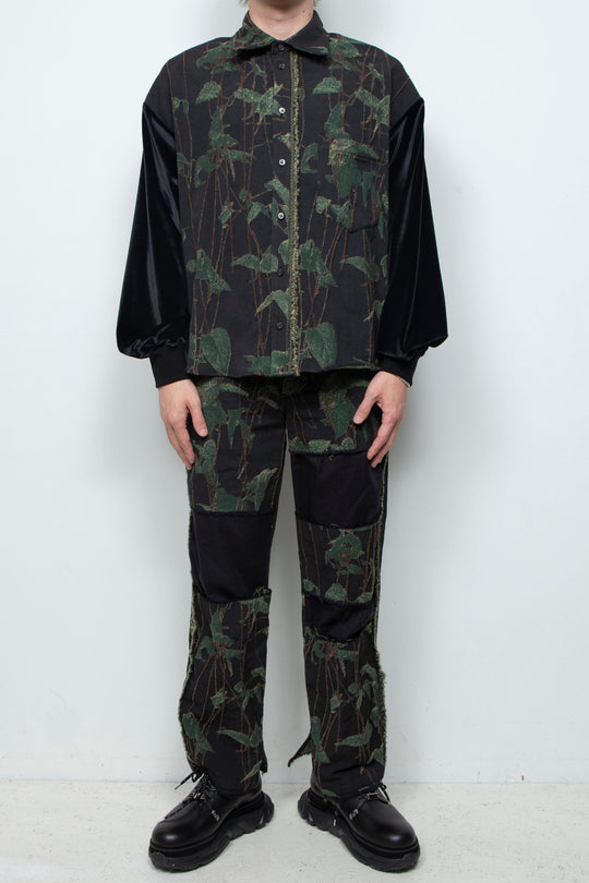 Velour jersey sleeve easy shirt (jacquard) IVY