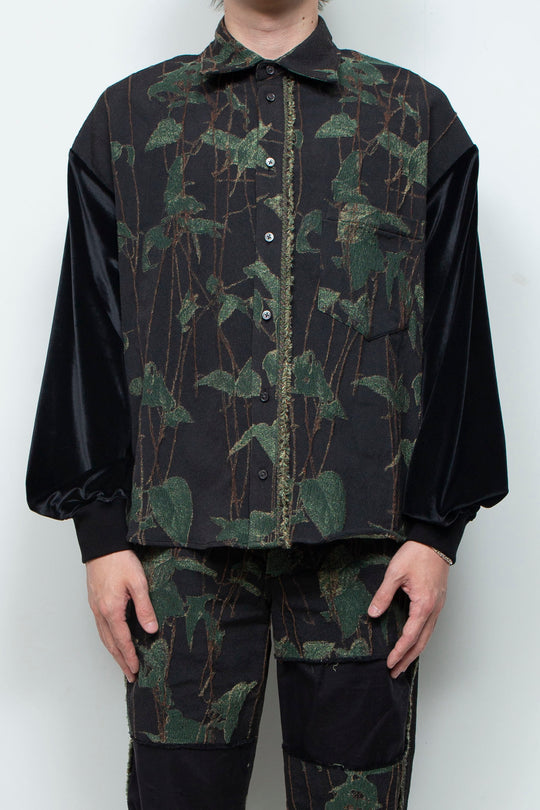 Velour jersey sleeve easy shirt (jacquard) IVY