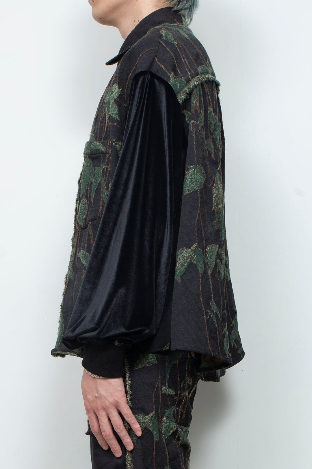 Velour jersey sleeve easy shirt (jacquard) IVY
