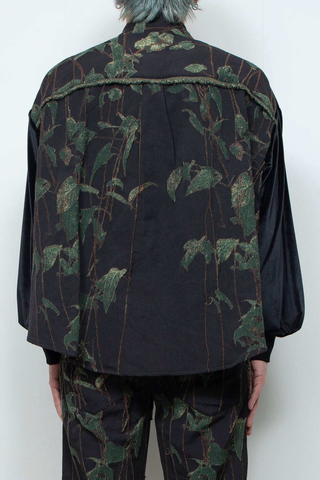 Velour jersey sleeve easy shirt (jacquard) IVY