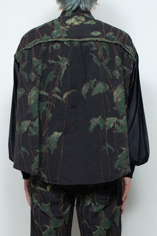 Velour jersey sleeve easy shirt (jacquard) IVY