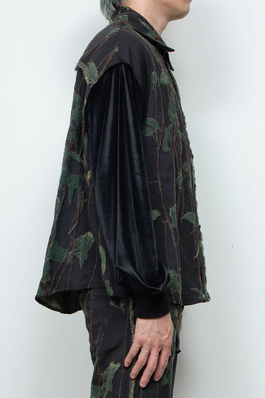 Velour jersey sleeve easy shirt (jacquard) IVY