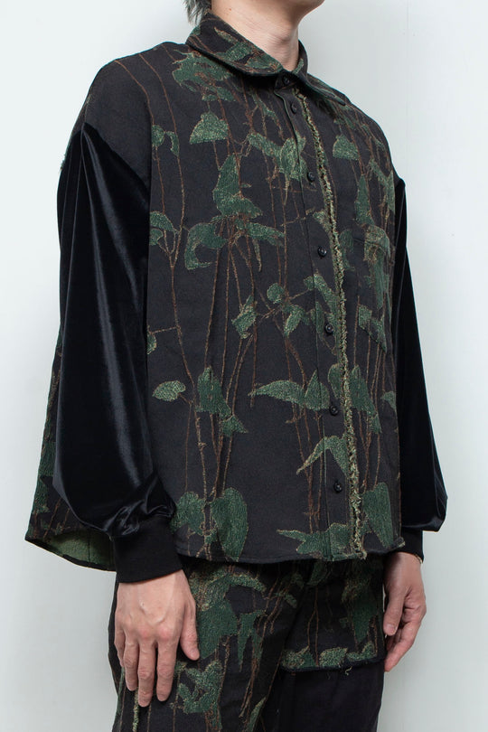 Velour jersey sleeve easy shirt (jacquard) IVY