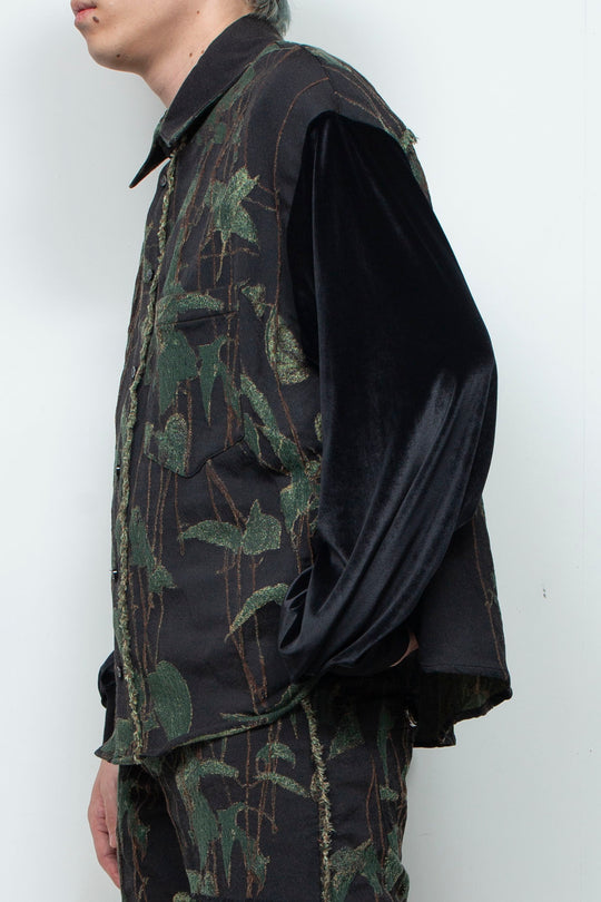 Velour jersey sleeve easy shirt (jacquard) IVY