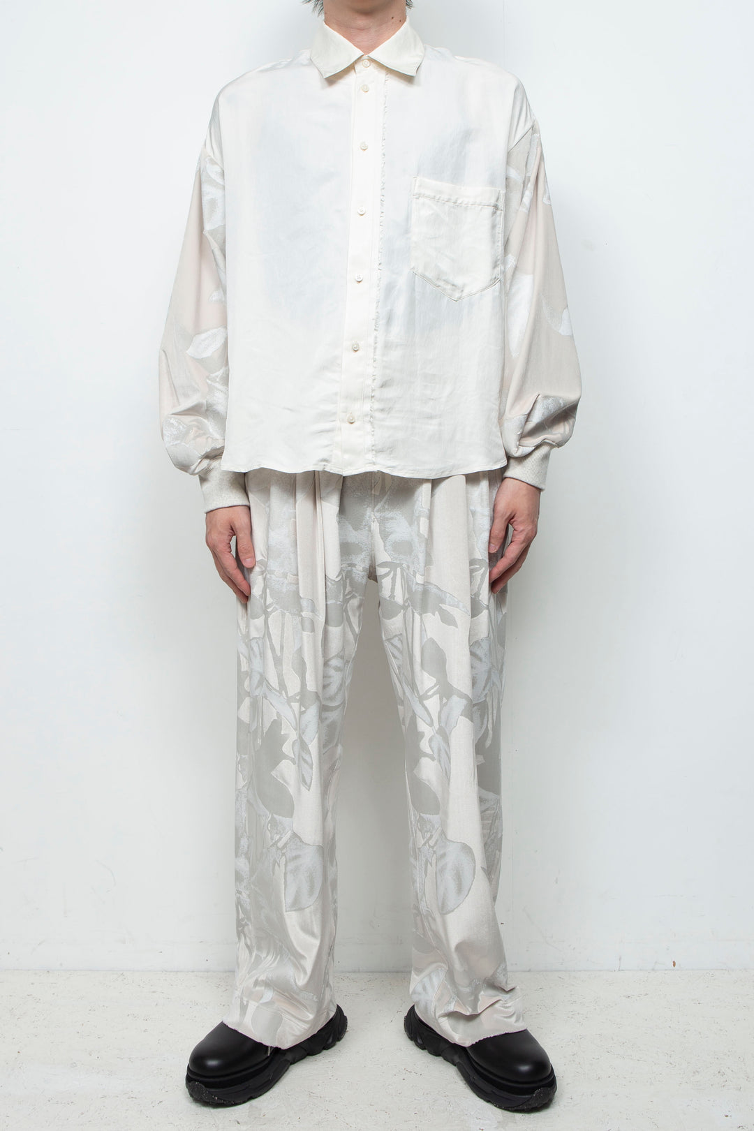 Velour Jersey Sleeve Easy Shirt OFFWHITE × OFFWHITE
