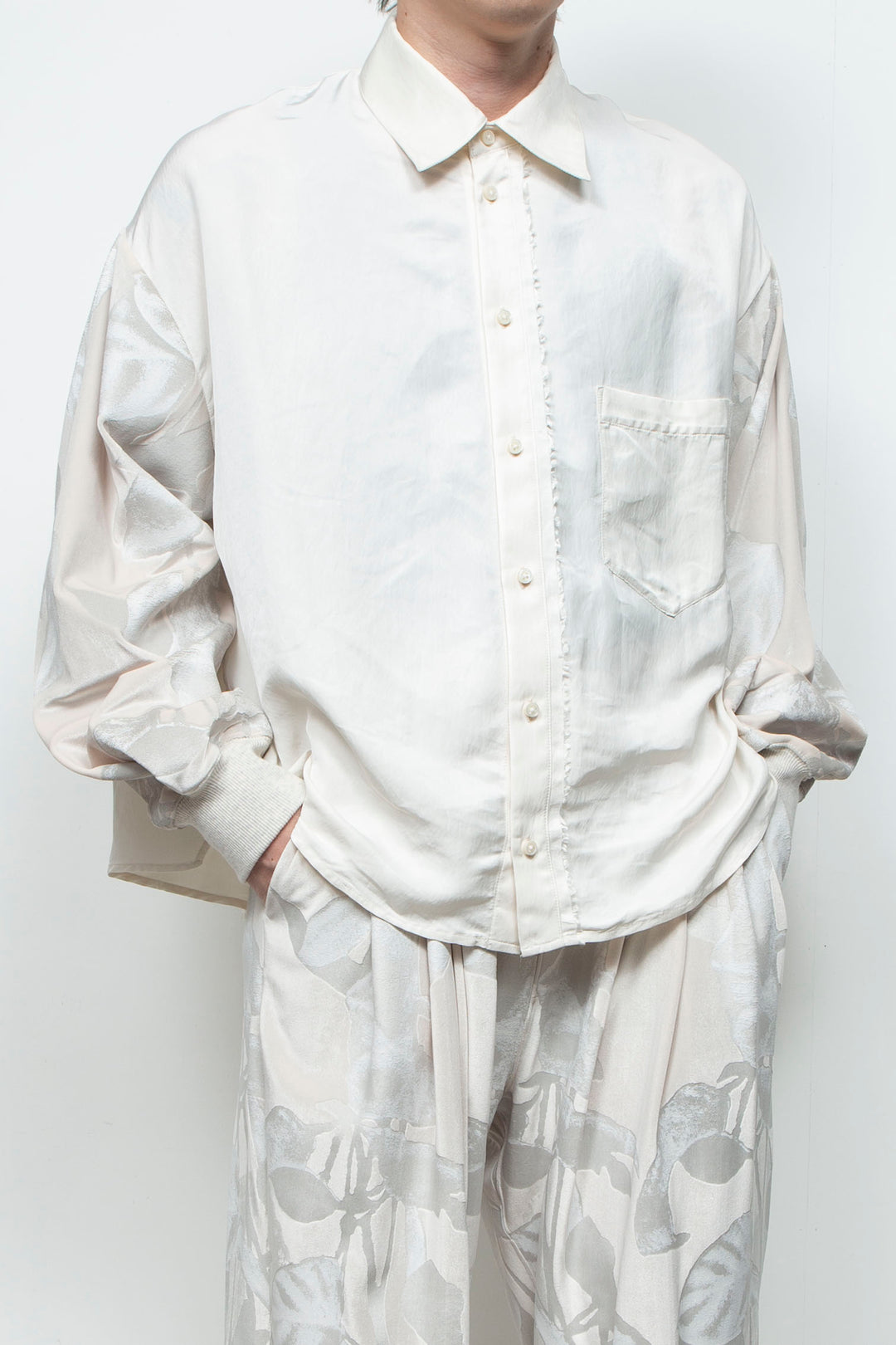 Velour Jersey Sleeve Easy Shirt OFFWHITE × OFFWHITE