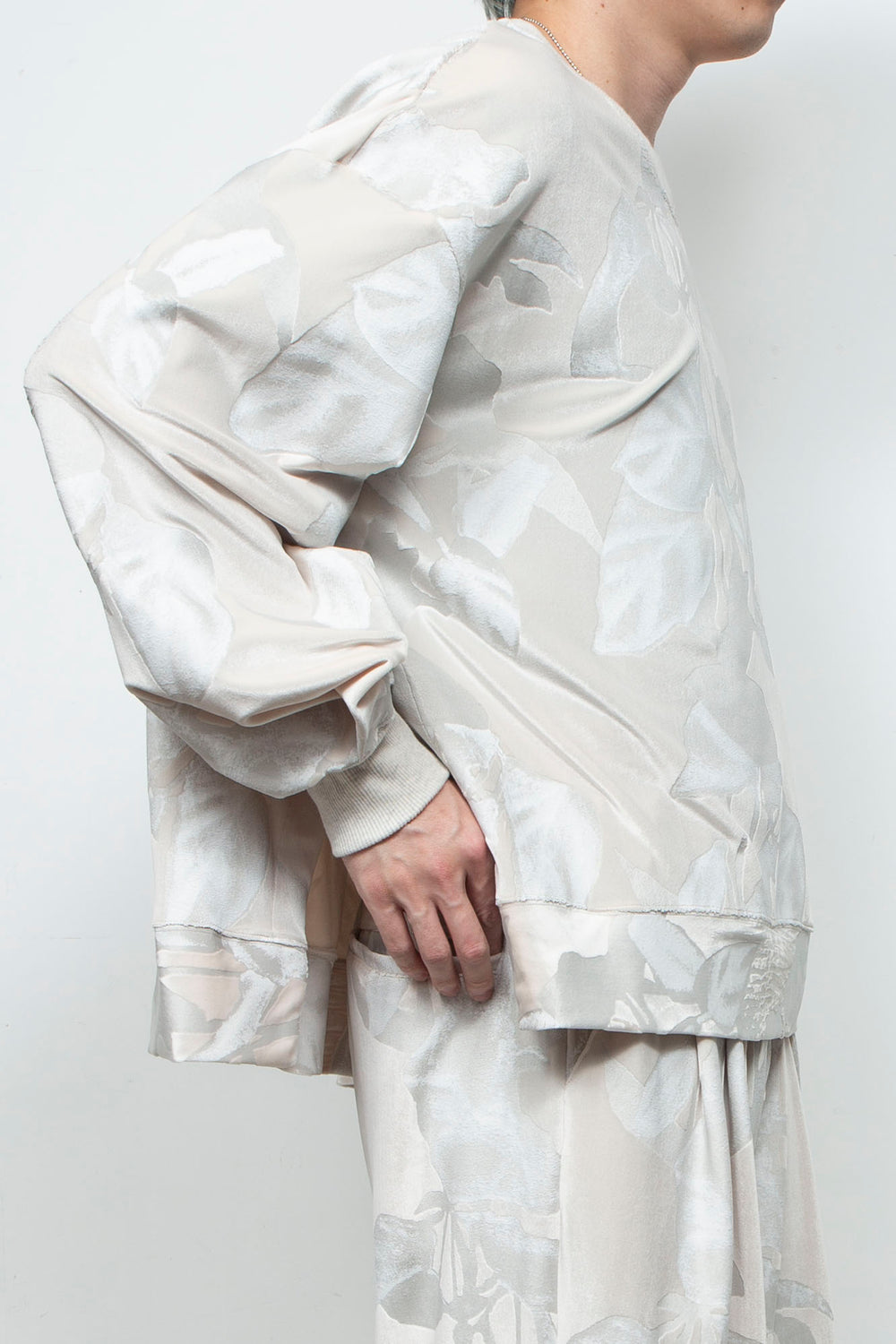 3D printed velour jersey pullover OFF WHITE