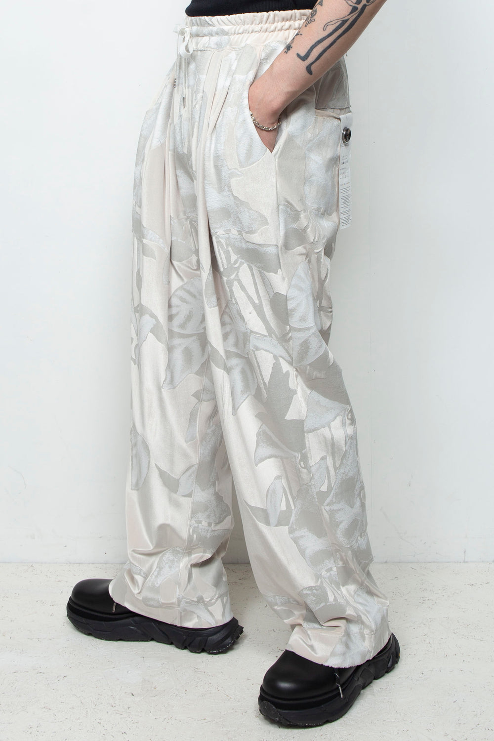 3D printed velour jersey easy pants OFF WHITE
