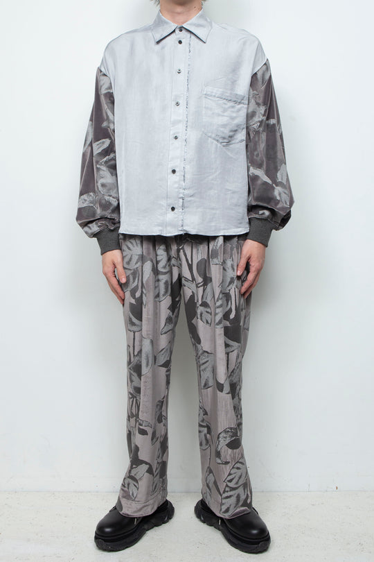 Velour Jersey Sleeve Easy Shirt SKYGRAY × CHARCOAL
