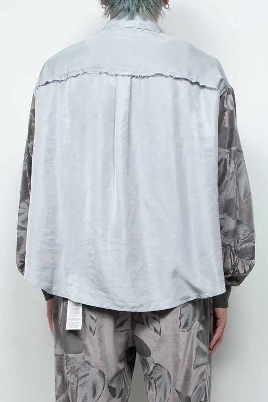 Velour Jersey Sleeve Easy Shirt SKYGRAY × CHARCOAL