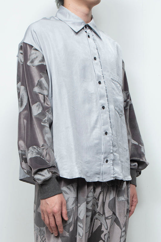 Velour Jersey Sleeve Easy Shirt SKYGRAY × CHARCOAL