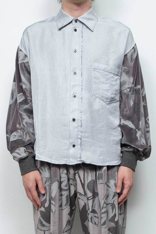 Velour Jersey Sleeve Easy Shirt SKYGRAY × CHARCOAL