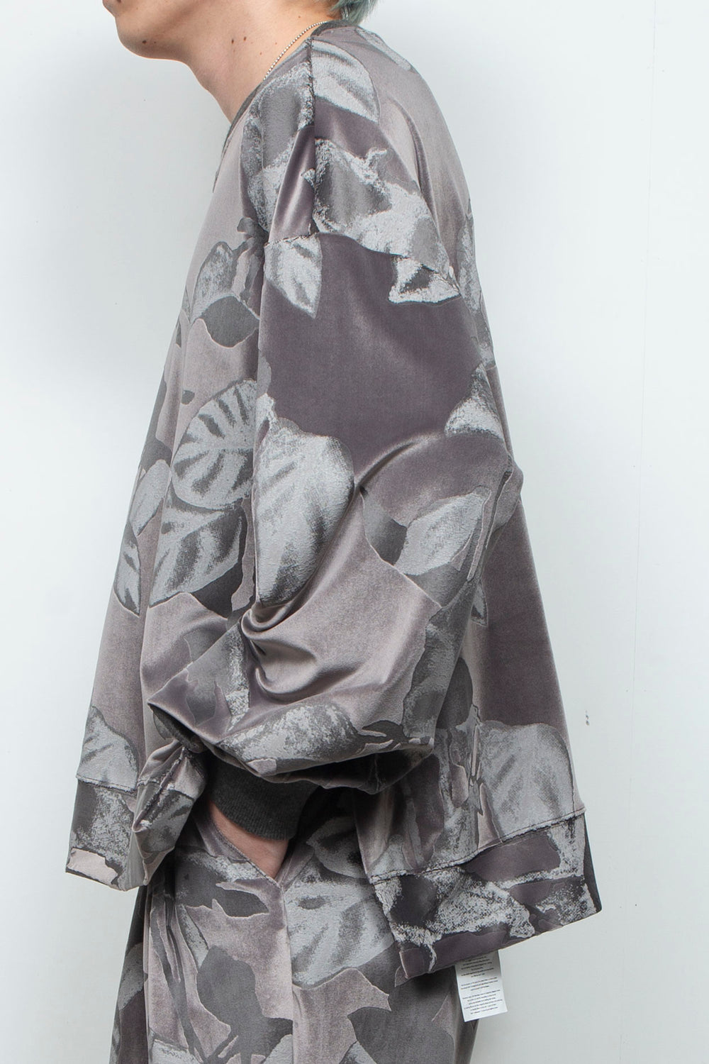3D printed velour jersey pullover CHARCOAL