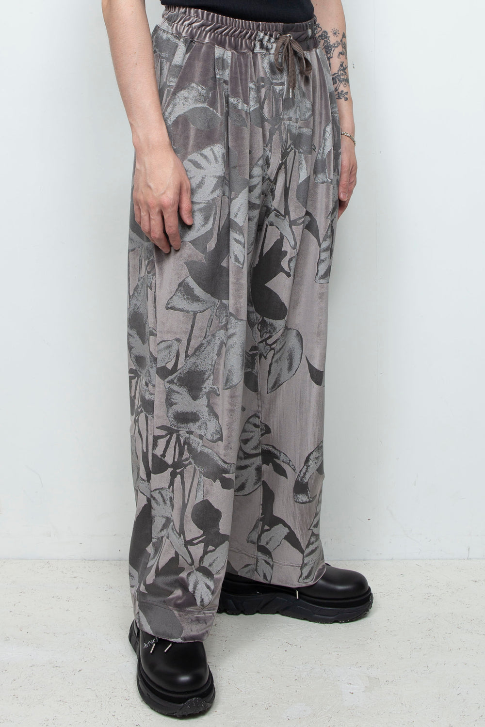 3D printed velour jersey easy pants CHARCOAL
