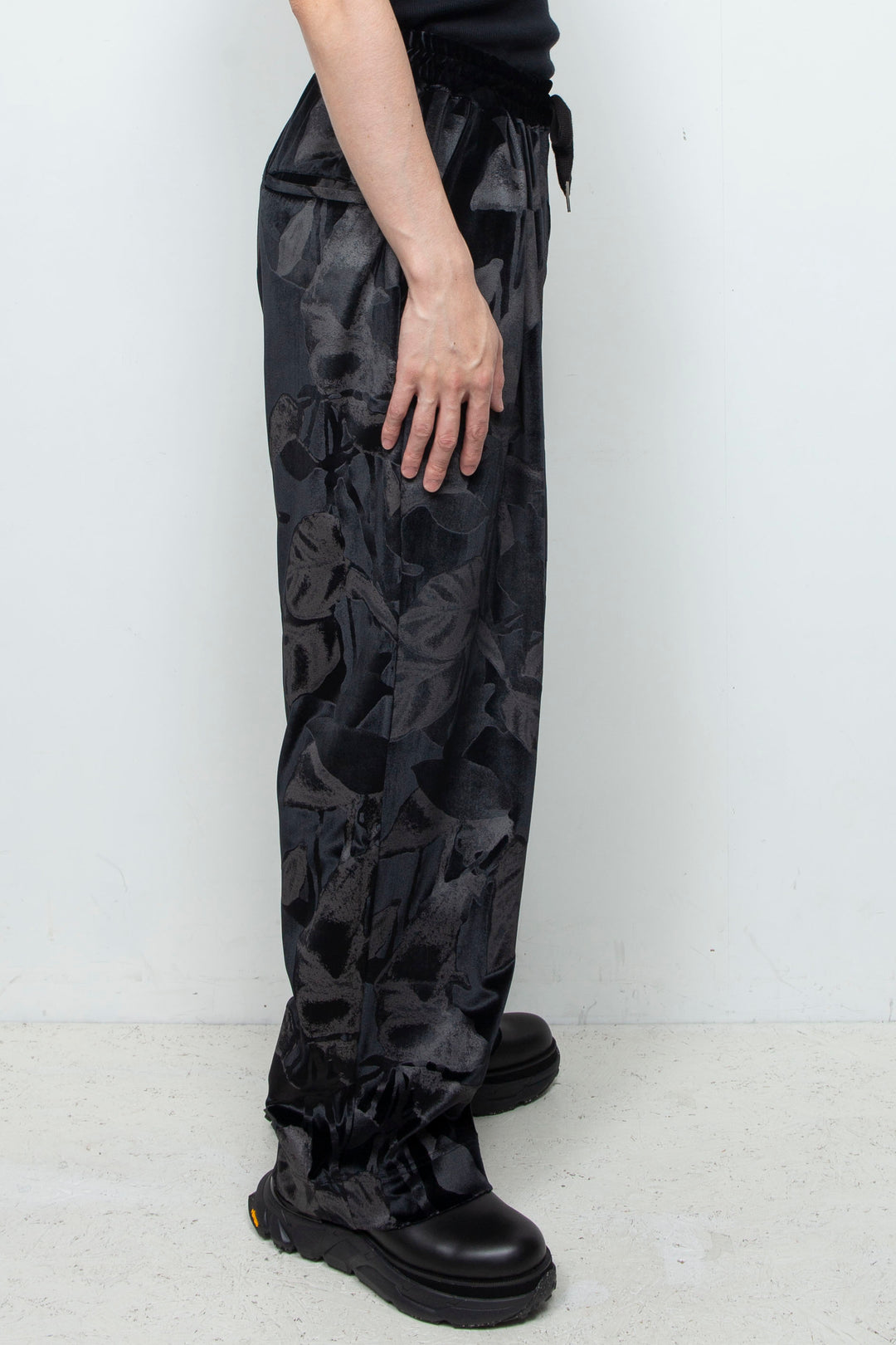 3D printed velour jersey easy pants BLACK