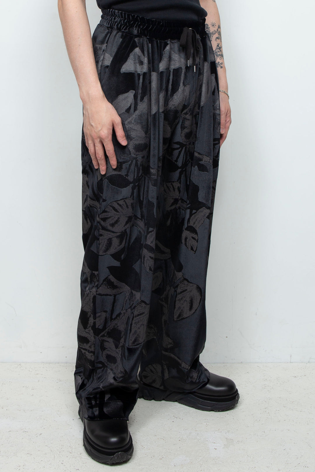 3D printed velour jersey easy pants BLACK
