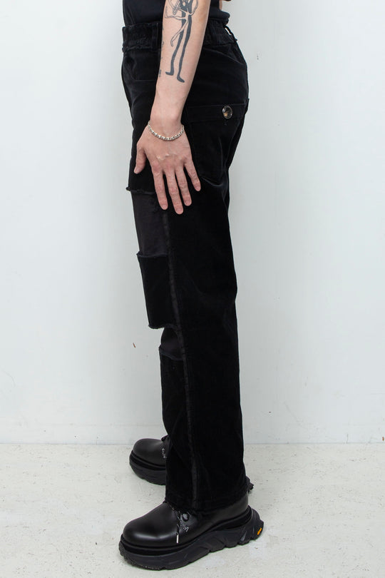 Reconstructed 5-pocket pants (corduroy) BLACK