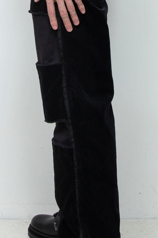 Reconstructed 5-pocket pants (corduroy) BLACK