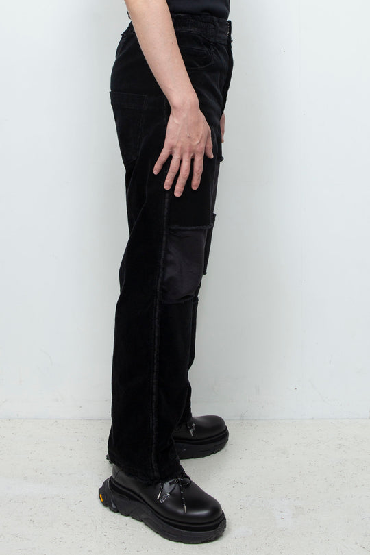 Reconstructed 5-pocket pants (corduroy) BLACK