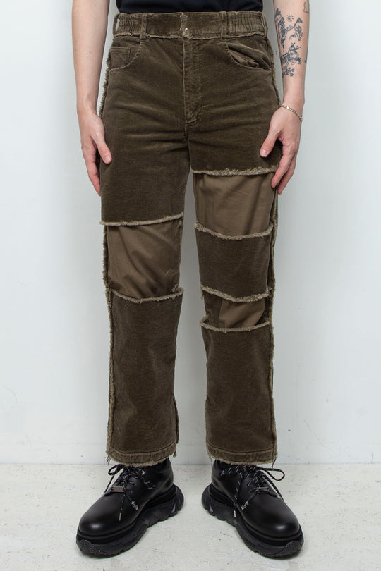 Reconstructed 5-pocket pants (corduroy) OLIVE