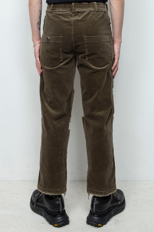 Reconstructed 5-pocket pants (corduroy) OLIVE