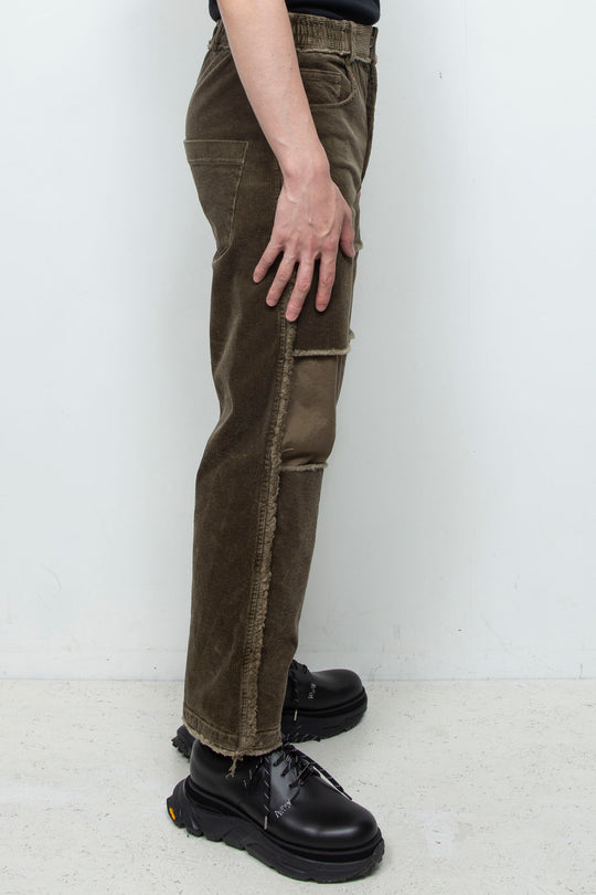 Reconstructed 5-pocket pants (corduroy) OLIVE