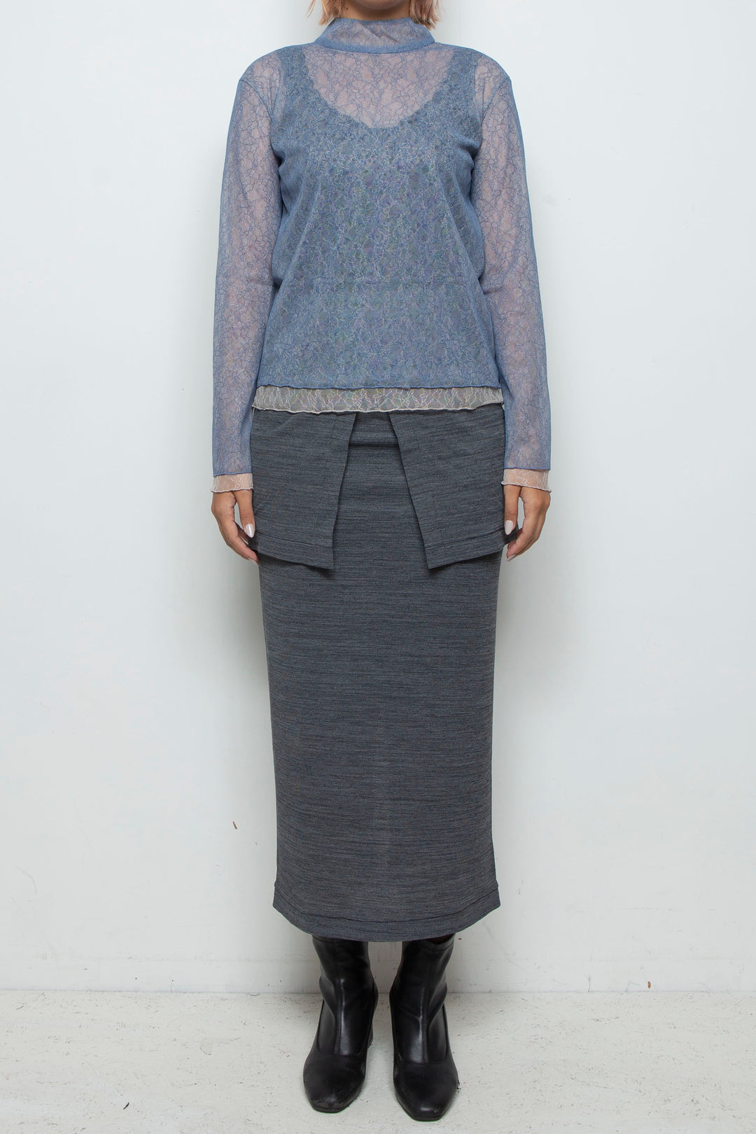 Sheer Lace Tops BLUE