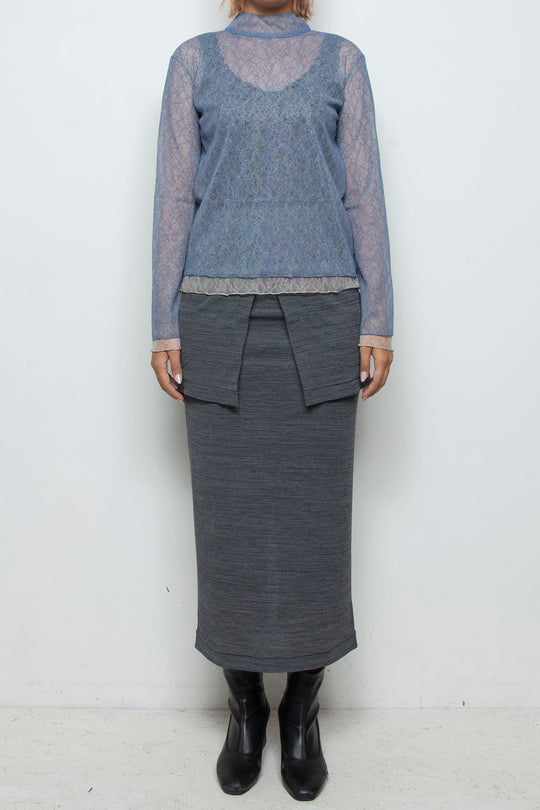 Sheer Lace Tops BLUE