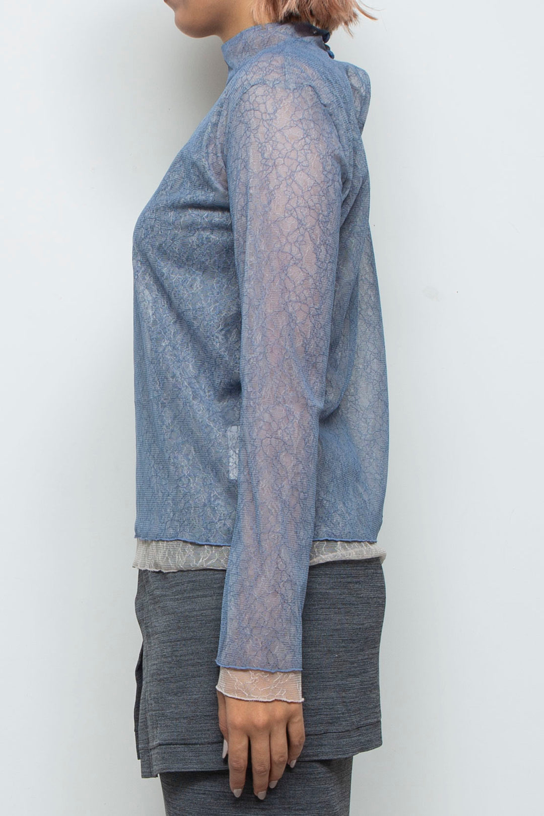 Sheer Lace Tops BLUE