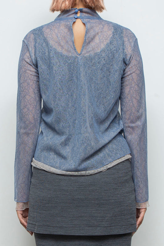 Sheer Lace Tops BLUE