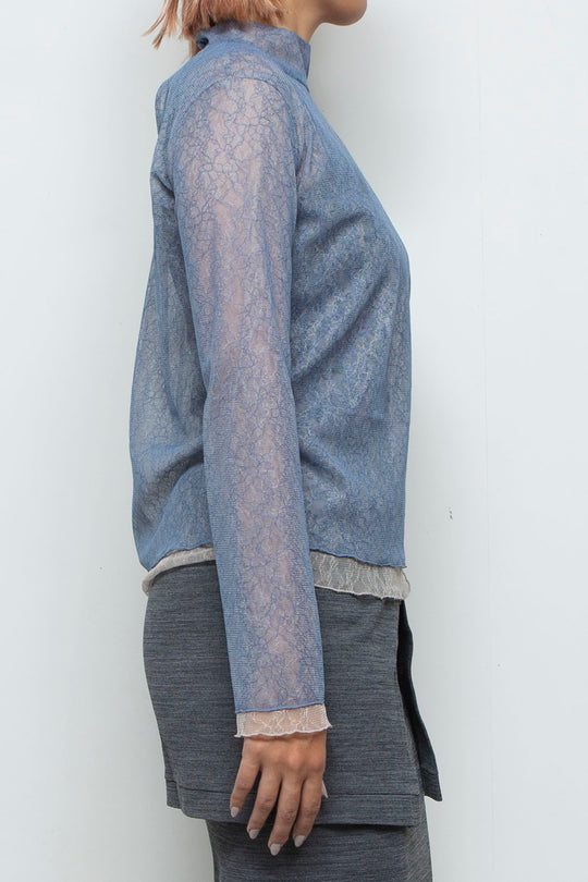 Sheer Lace Tops BLUE