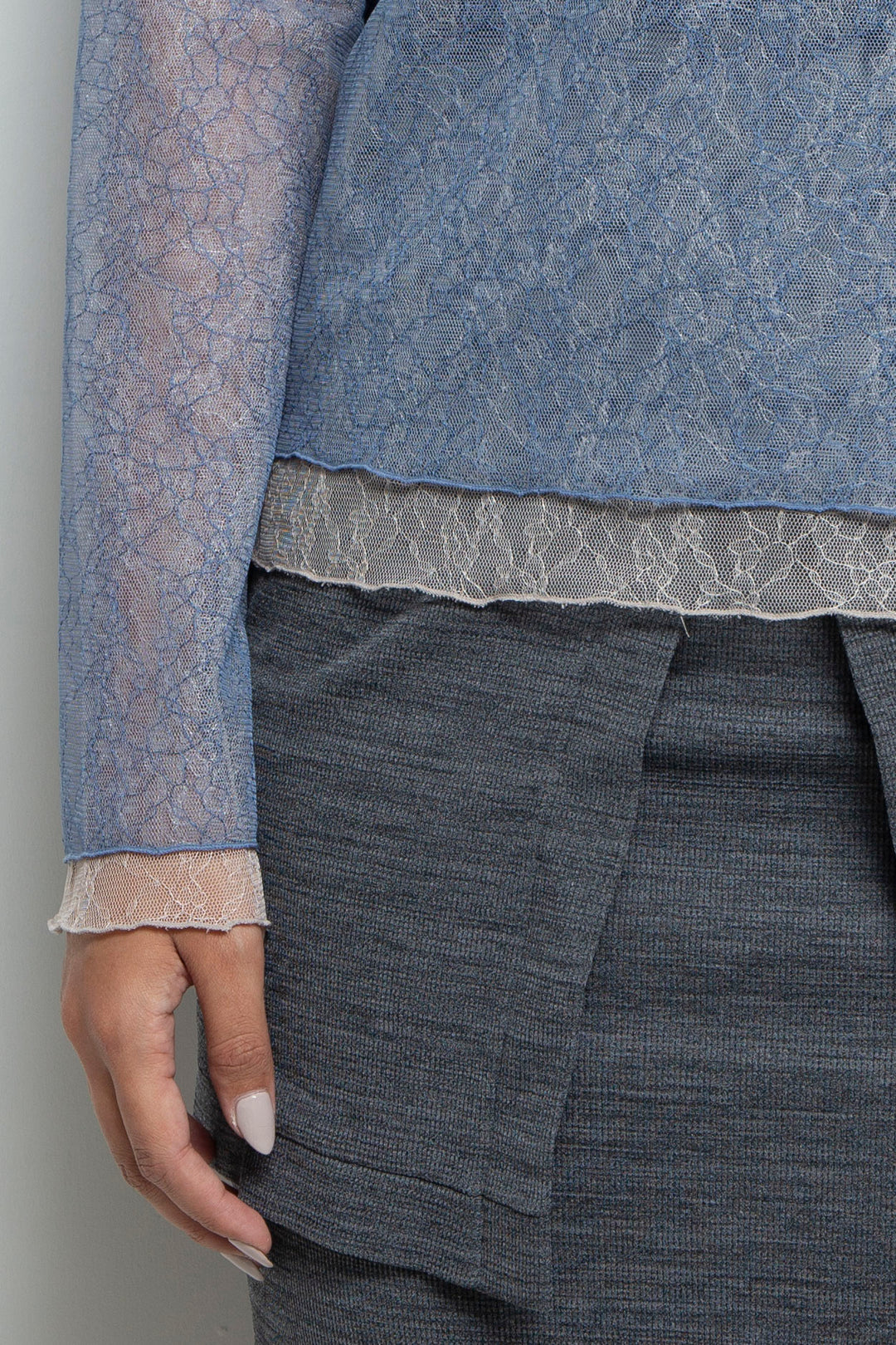 Sheer Lace Tops BLUE