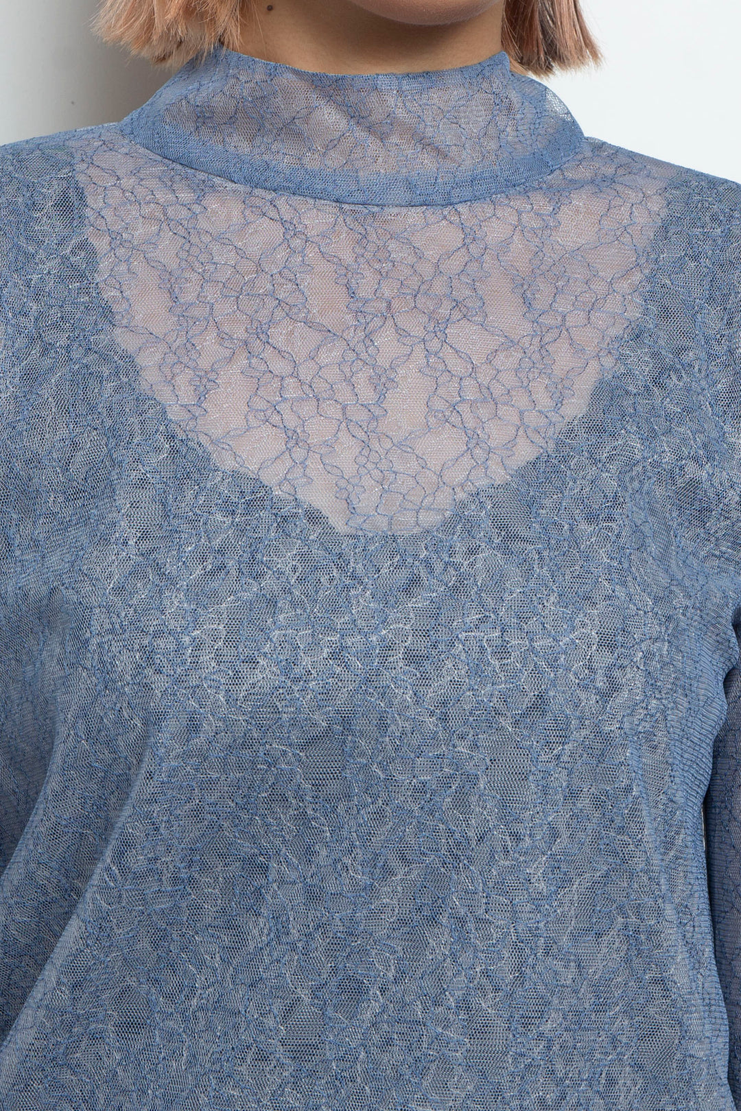 Sheer Lace Tops BLUE