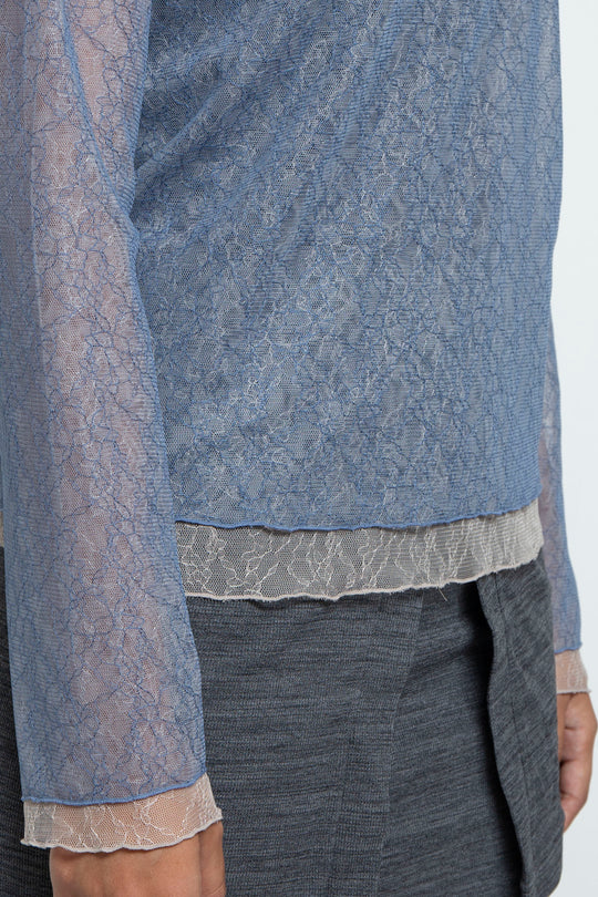 Sheer Lace Tops BLUE