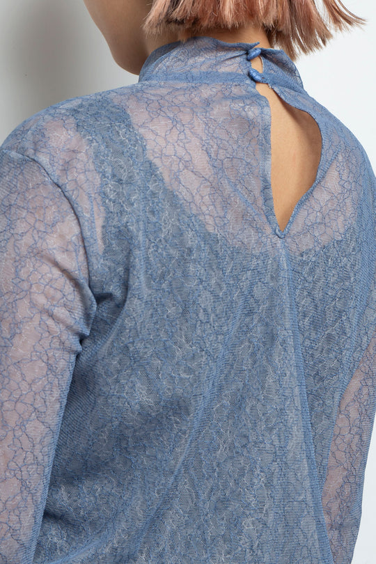 Sheer Lace Tops BLUE