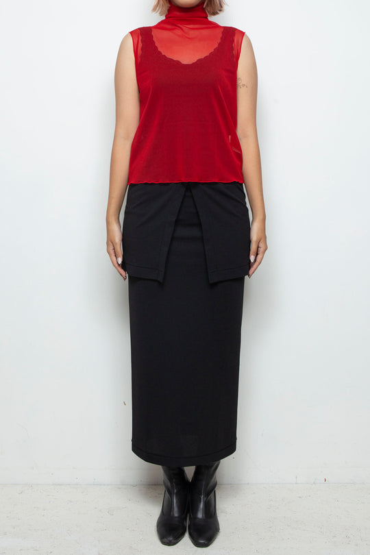 Net tulle Tank top RED