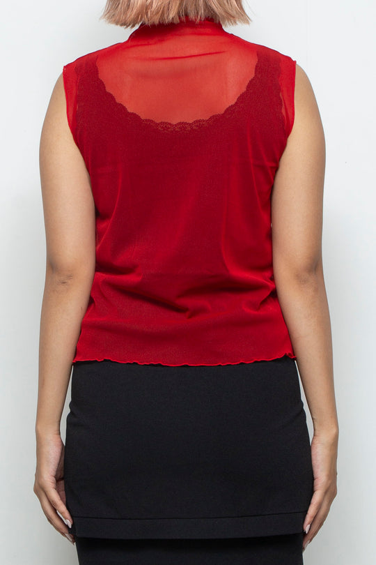 Net tulle Tank top RED