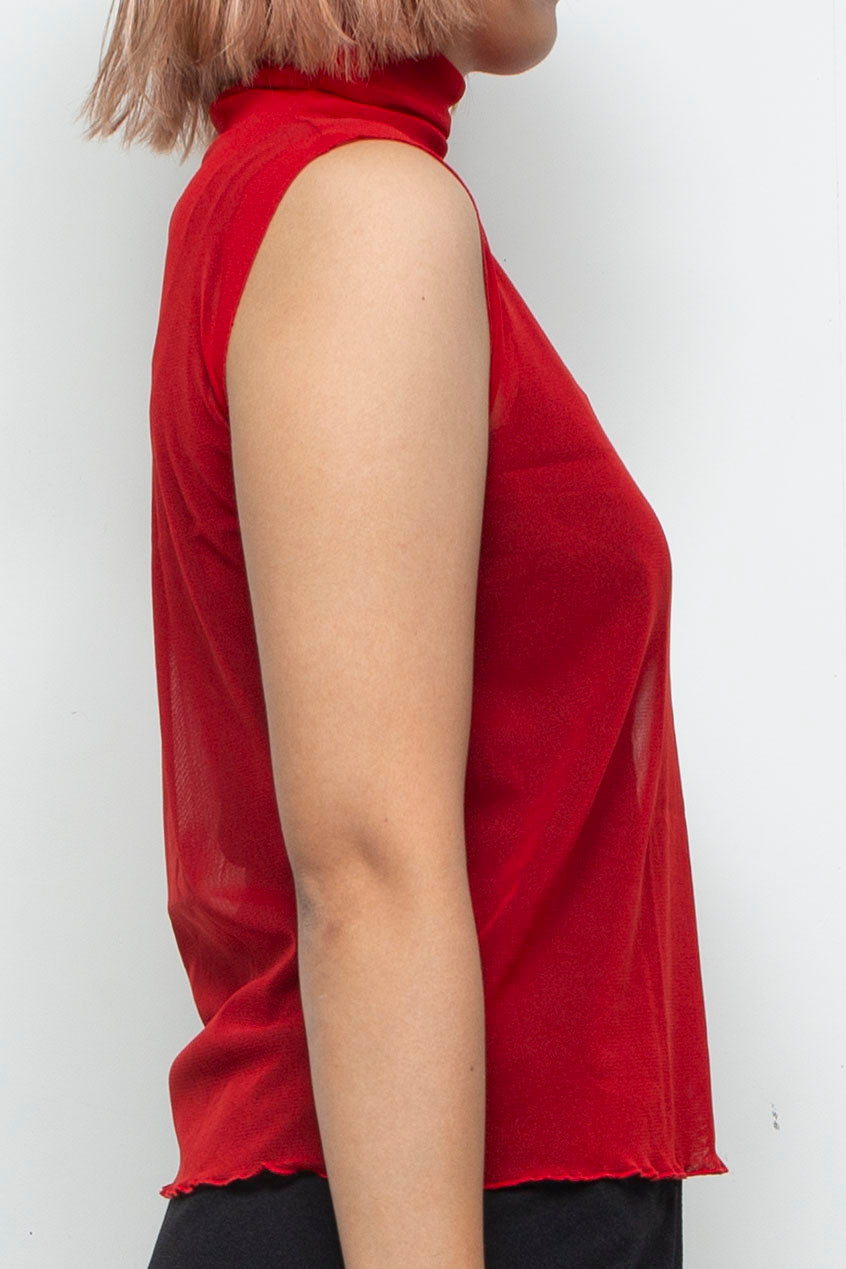 Net tulle Tank top RED