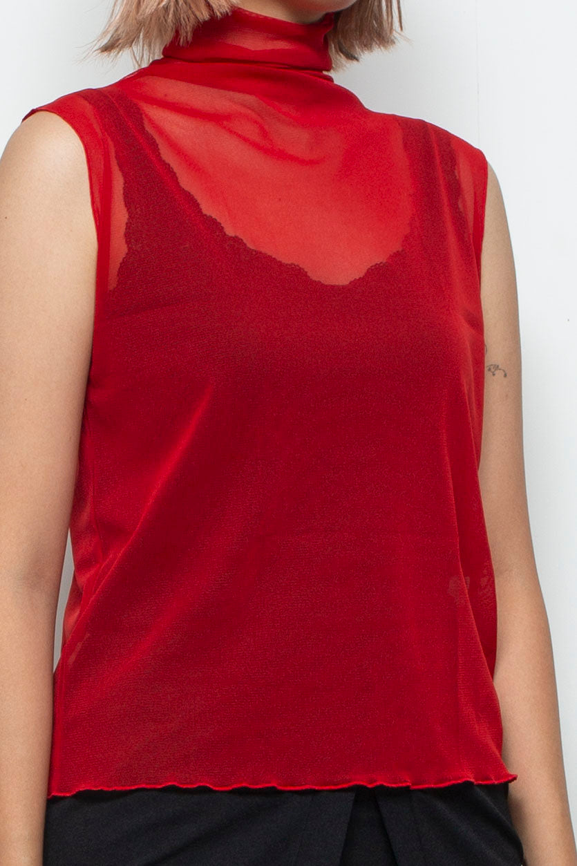 Net tulle Tank top RED