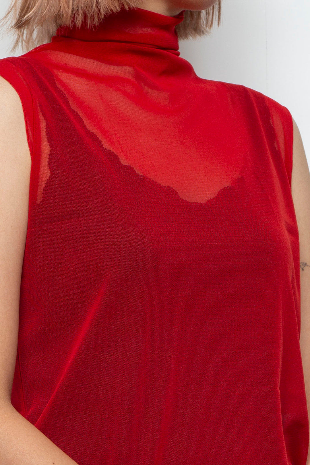 Net tulle Tank top RED