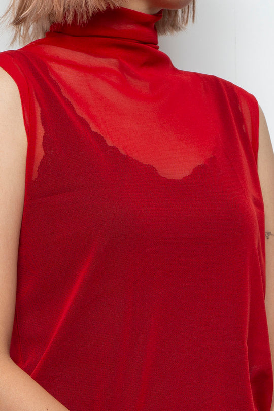 Net tulle Tank top RED