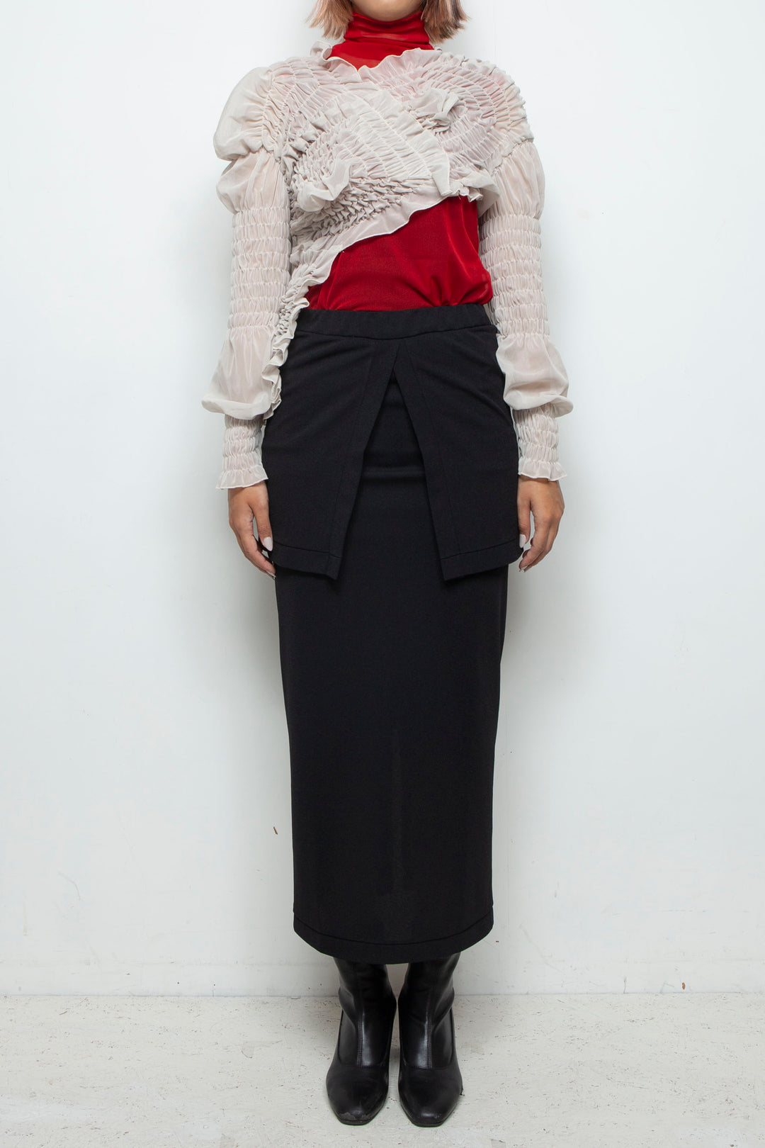 shirring short tops IVORY