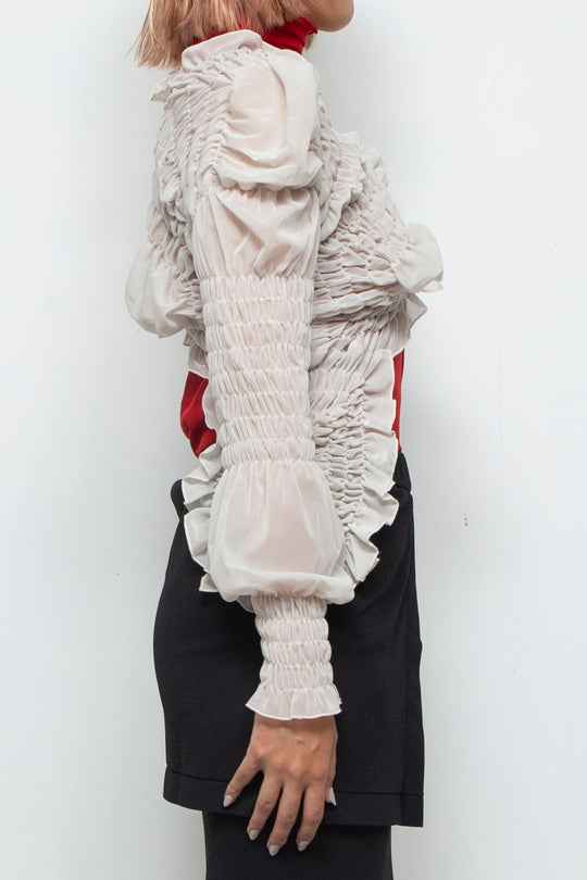 shirring short tops IVORY