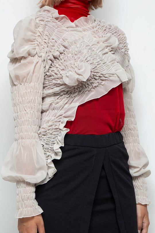 shirring short tops IVORY